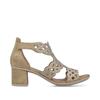 Rieker Lattice Cut Block Heel Sandal - Beige Sparkle